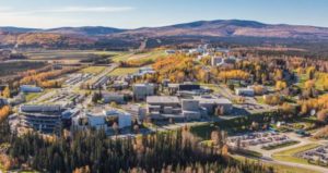 Aerial view of of University of Alaska Fairbanks campus